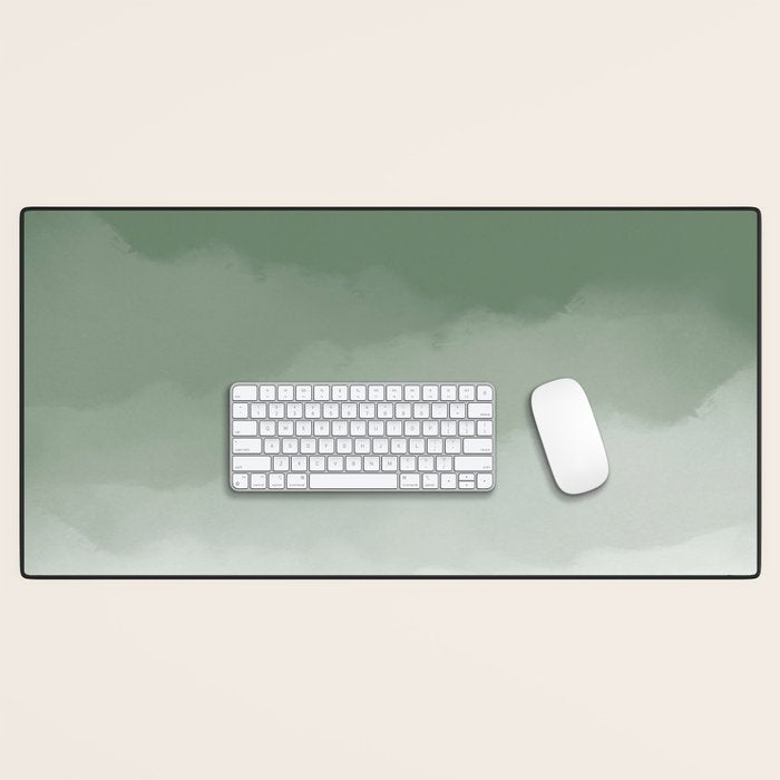 Sage Green Watercolor Ombre (sage green/white) Desk Mat Gallery Image 1