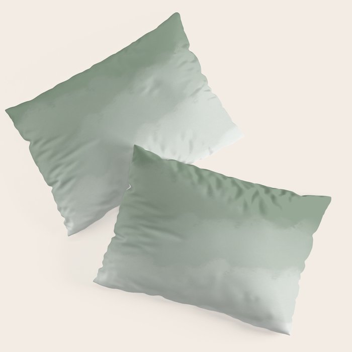 Sage Green Watercolor Ombre (sage green/white) Pillow Sham Gallery Image 3