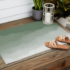 Sage Green Watercolor Ombre (sage green/white) Outdoor Rug Gallery Image 2
