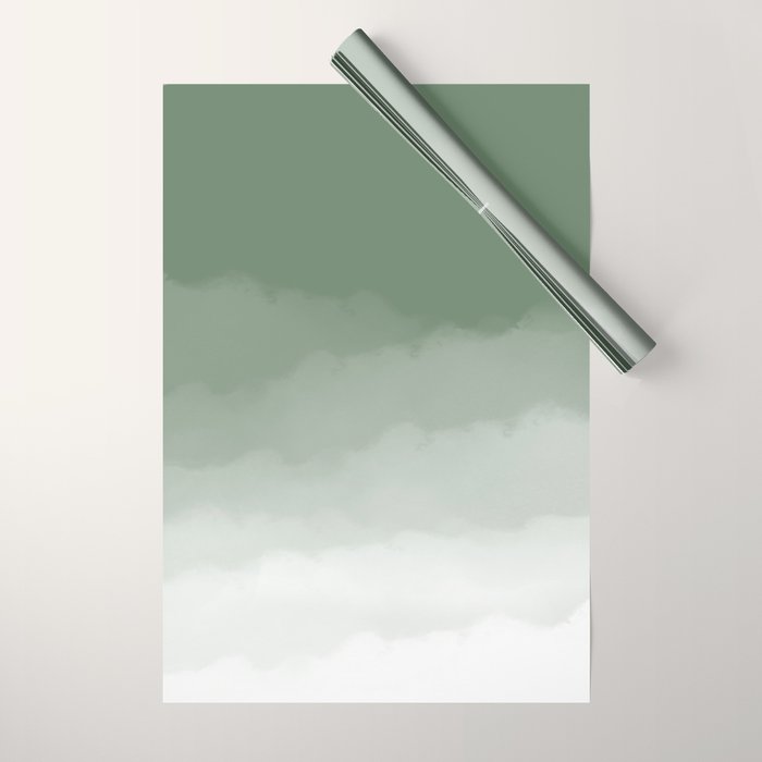 Sage Green Watercolor Ombre (sage green/white) Wrapping Paper Gallery Image 1