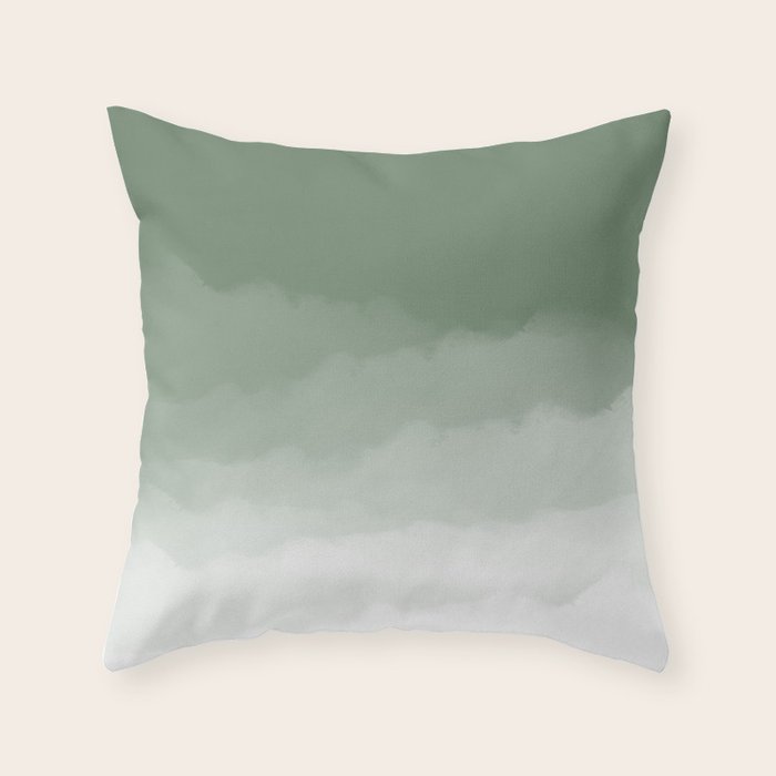Sage Green Watercolor Ombre (sage green/white) Throw Pillow Gallery Image 1