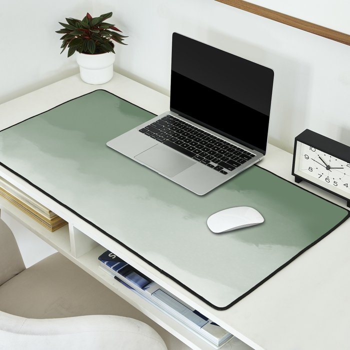 Sage Green Watercolor Ombre (sage green/white) Desk Mat Gallery Image 2