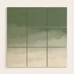 Sage Green Watercolor Ombre (sage green/white) Wood Wall Art Gallery Image 1