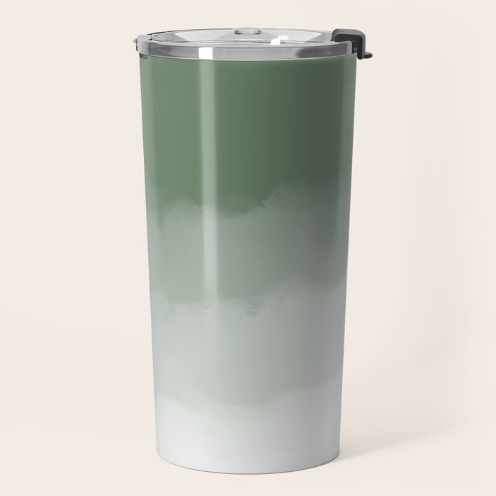 Sage Green Watercolor Ombre (sage green/white) Travel Mug Gallery Image 2