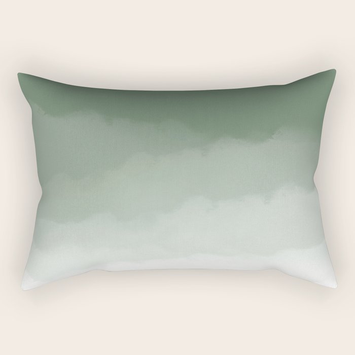 Sage Green Watercolor Ombre (sage green/white) Rectangular Pillow Gallery Image 2