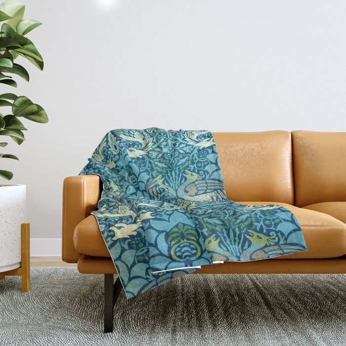 William Morris "Peacock and Dragon" Throw Blanket Gallery Image 1