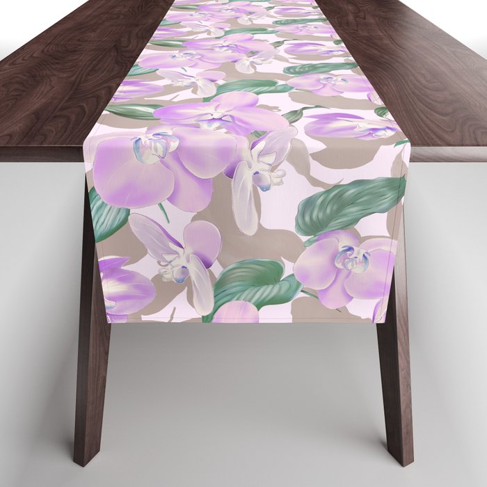 Lovely lilac exotic flowers L Table Runner Gallery Image 1