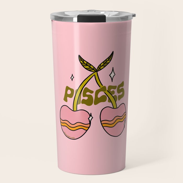 Pisces Cherries Travel Mug Gallery Image 1