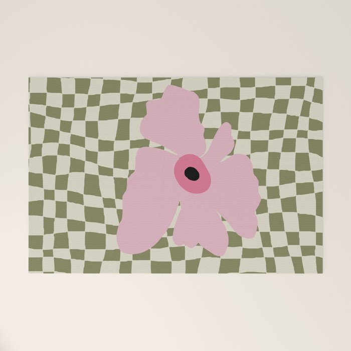 Minimal checkered flower  Welcome Mat Gallery Image 1