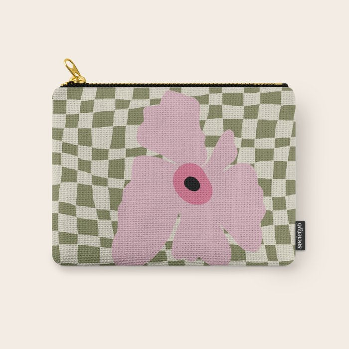 Minimal checkered flower  Carry All Pouch Gallery Image 1