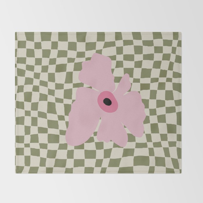 Minimal checkered flower  Throw Blanket Gallery Image 2