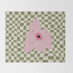Minimal checkered flower  Throw Blanket Gallery Image 2