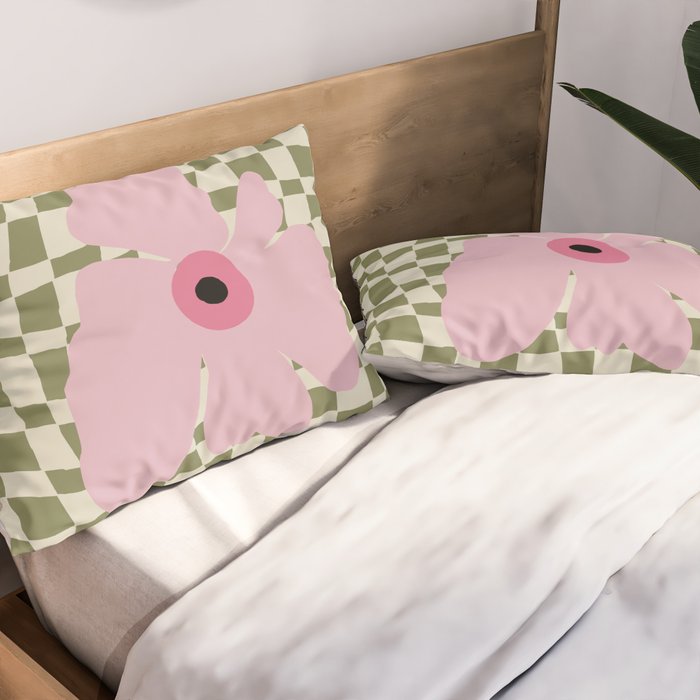 Minimal checkered flower  Pillow Sham Gallery Image 2