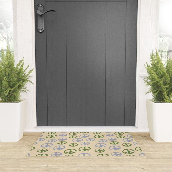 Hand-drawn Peace Symbol Pattern Welcome Mat Gallery Image 3