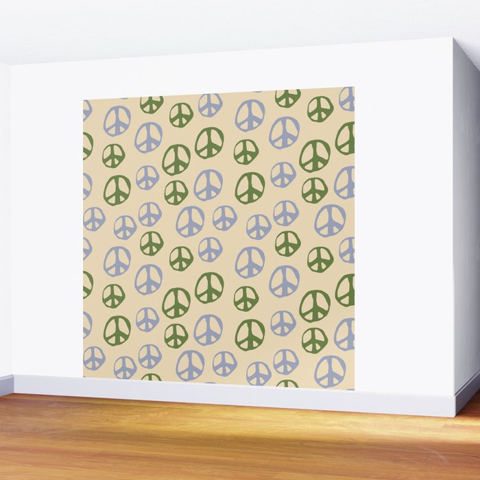 Hand-drawn Peace Symbol Pattern Wall Mural Gallery Image 2