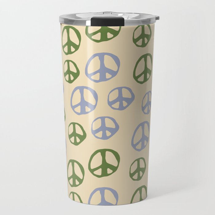Hand-drawn Peace Symbol Pattern Travel Mug Gallery Image 1