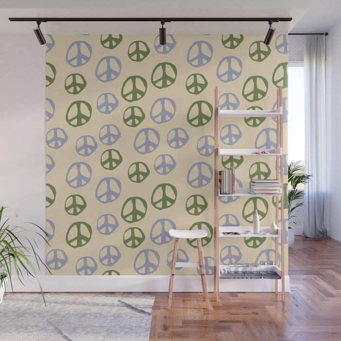 Hand-drawn Peace Symbol Pattern Wall Mural Gallery Image 1