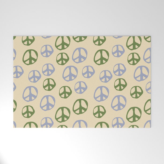 Hand-drawn Peace Symbol Pattern Welcome Mat Gallery Image 1