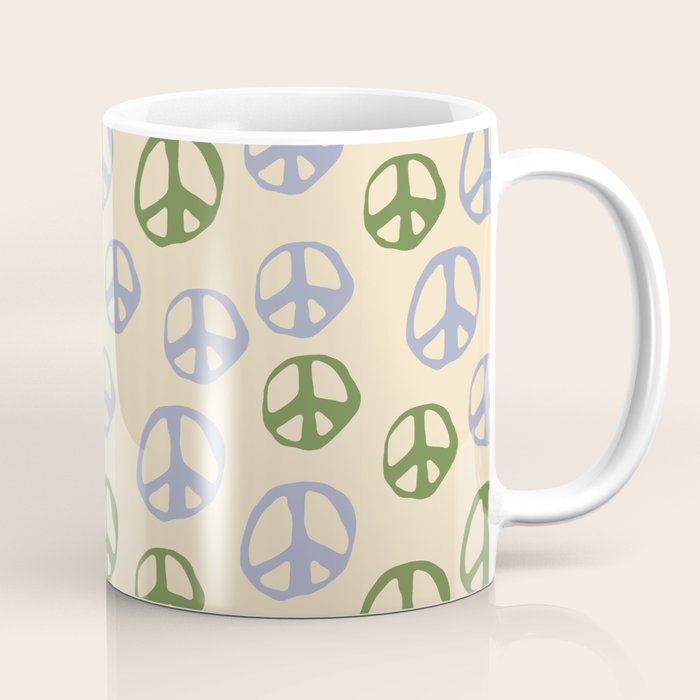 Hand-drawn Peace Symbol Pattern Coffee Mug Gallery Image 1