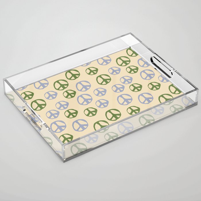 Hand-drawn Peace Symbol Pattern Acrylic Tray Gallery Image 1
