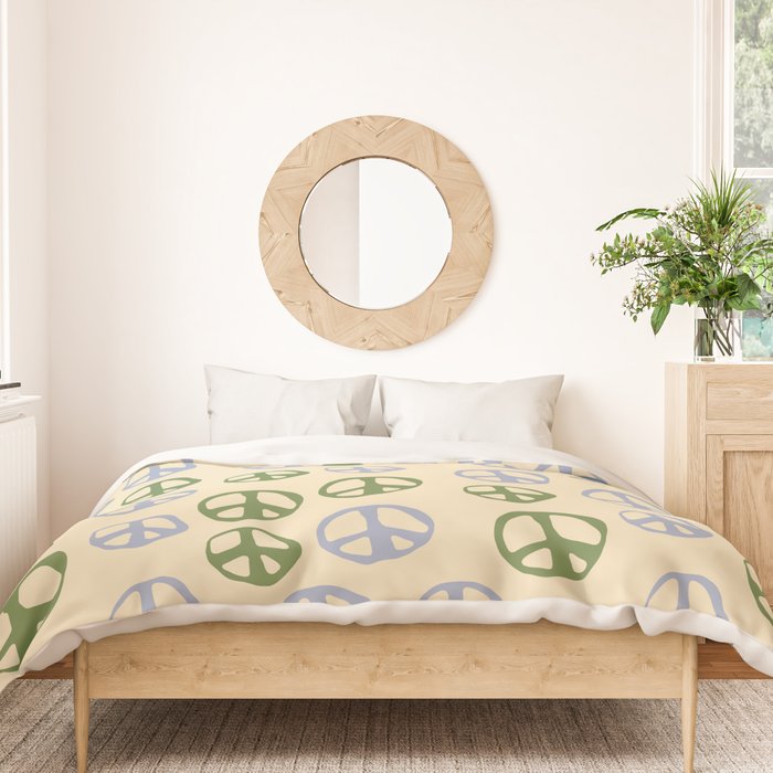 Hand-drawn Peace Symbol Pattern Duvet Cover Gallery Image 3
