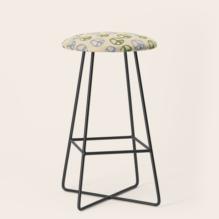 Hand-drawn Peace Symbol Pattern Stool Gallery Image 1