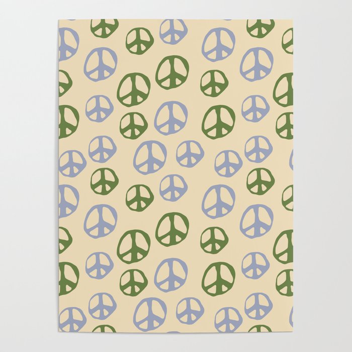 Hand-drawn Peace Symbol Pattern Poster Gallery Image 4