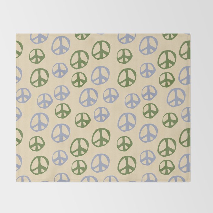 Hand-drawn Peace Symbol Pattern Throw Blanket Gallery Image 2