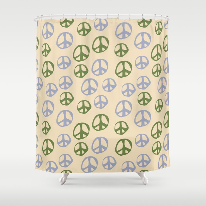 Hand-drawn Peace Symbol Pattern Shower Curtain Gallery Image 1