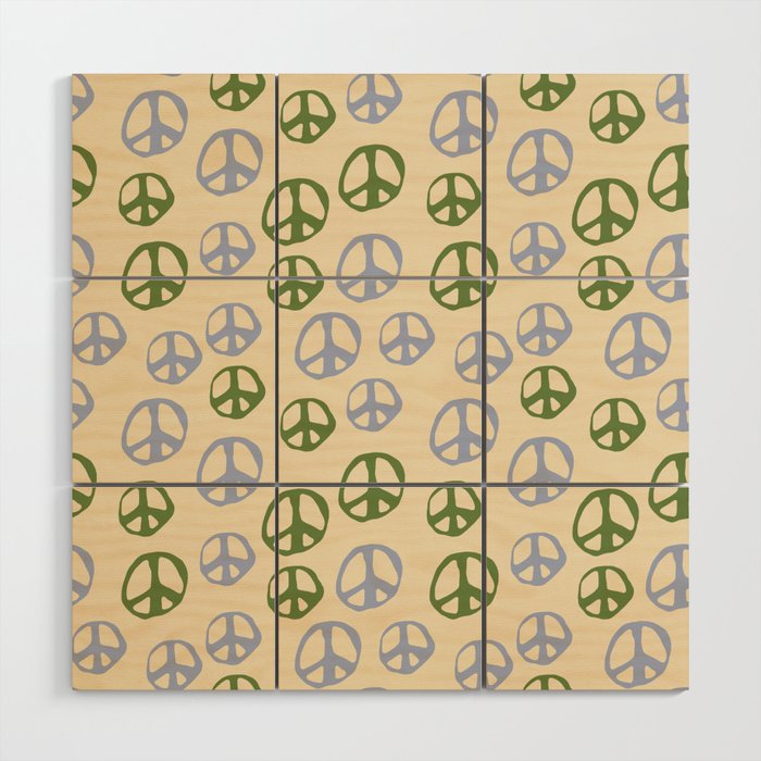 Hand-drawn Peace Symbol Pattern Wood Wall Art Gallery Image 1