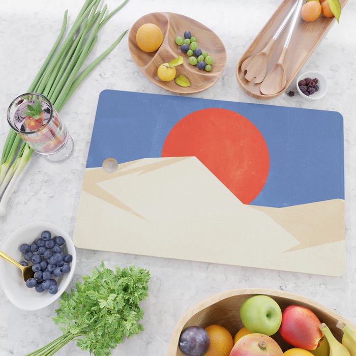 The Japanese Sun | Vintage Minimal Mount Fuji Landscape Cutting Board Gallery Image 2