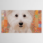 White Klimt Dog with Brown Eyes Tablecloth Gallery Image 2