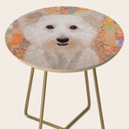 White Klimt Dog with Brown Eyes Side Table Gallery Image 2