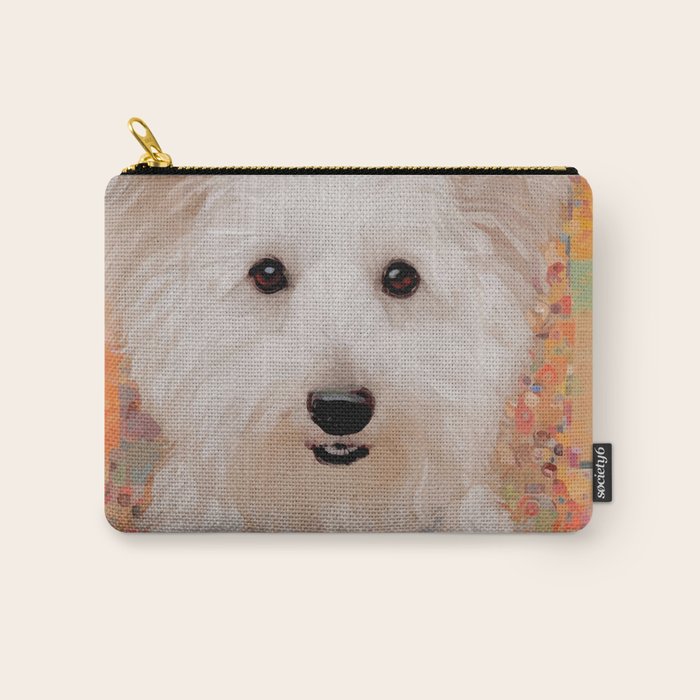 White Klimt Dog with Brown Eyes Carry All Pouch Gallery Image 1