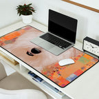 White Klimt Dog with Brown Eyes Desk Mat Gallery Image 2