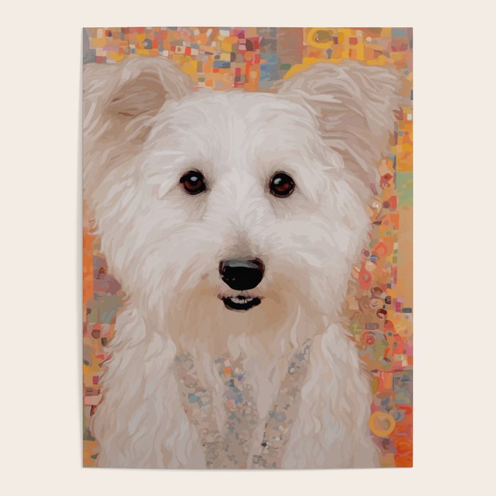 White Klimt Dog with Brown Eyes Poster Gallery Image 4
