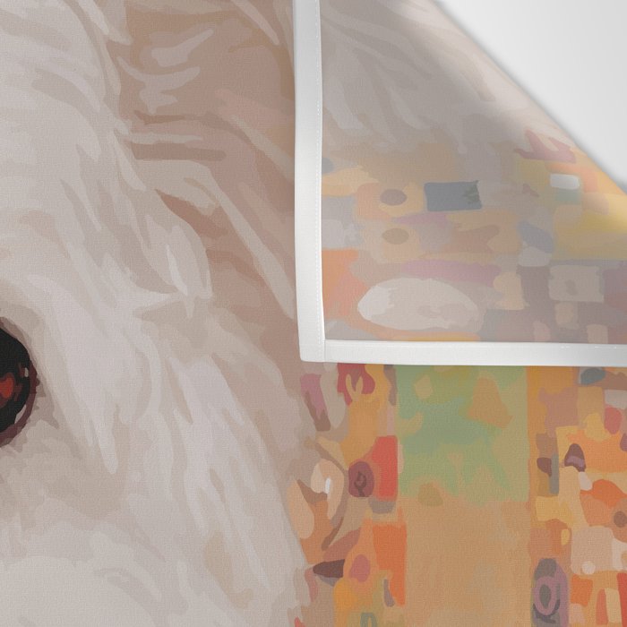 White Klimt Dog with Brown Eyes Wall Tapestry Gallery Image 3