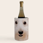 White Klimt Dog with Brown Eyes Wine Chiller Gallery Image 1