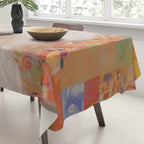 White Klimt Dog with Brown Eyes Tablecloth Gallery Image 3
