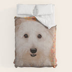 White Klimt Dog with Brown Eyes Comforter Gallery Image 6