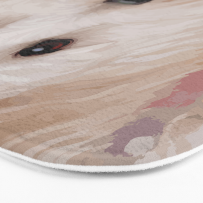 White Klimt Dog with Brown Eyes Bath Mat Gallery Image 3