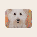 White Klimt Dog with Brown Eyes Bath Mat Gallery Image 1