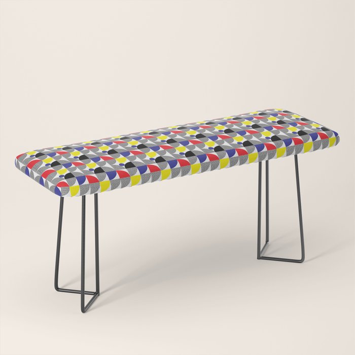 Textured Mid-century Circles 5 - Red, Blue, Yellow On White Bench Gallery Image 1