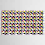 Textured Mid-century Circles 5 - Red, Blue, Yellow On White Tablecloth Gallery Image 2