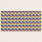Textured Mid-century Circles 5 - Red, Blue, Yellow On White Desk Mat Gallery Image 3