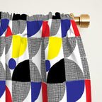 Textured Mid-century Circles 5 - Red, Blue, Yellow On White Window Curtain Gallery Image 2