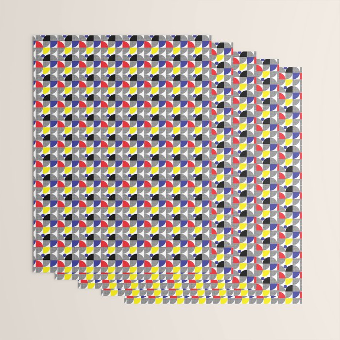 Textured Mid-century Circles 5 - Red, Blue, Yellow On White Wrapping Paper Gallery Image 3