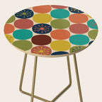 Midcentury Modern Atomic Dot Semi Pattern in Mustard, Olive, Orange, Turquoise, Blue, and Beige Side Table Gallery Image 2