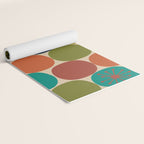 Midcentury Modern Atomic Dot Semi Pattern in Mustard, Olive, Orange, Turquoise, Blue, and Beige Yoga Mat Gallery Image 2