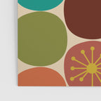 Midcentury Modern Atomic Dot Semi Pattern in Mustard, Olive, Orange, Turquoise, Blue, and Beige Poster Gallery Image 3